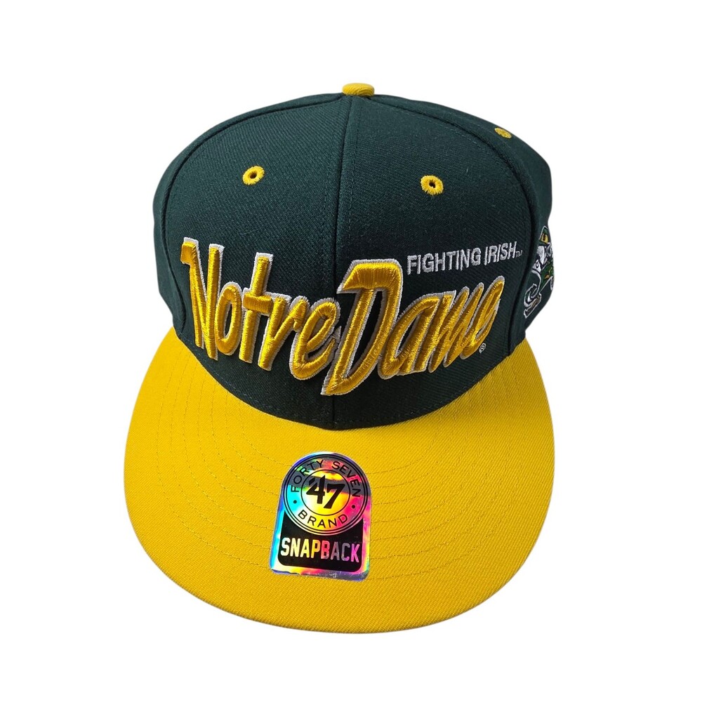 Notre Dame‎ Fighting Irish NWT '47 Brand Snap Back Signature Hat Yellow Green